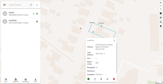 Hunde GPS tracker på online map